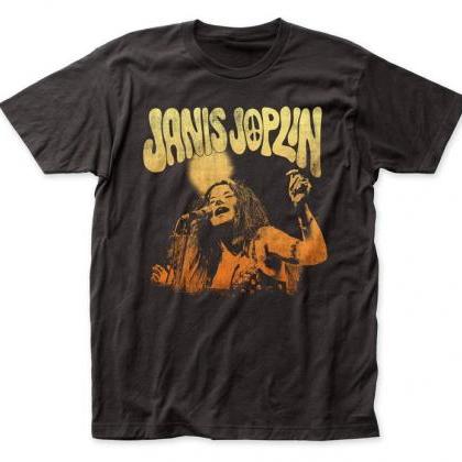 Janis Joplin Live Soft Fitted Cotton Tee Black