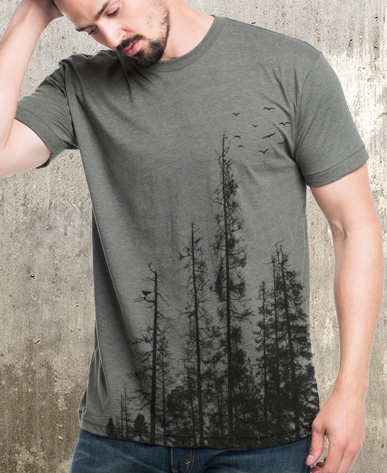Men's Pine Tree Forest T-shirt - Screen Printed Men's T-shirt