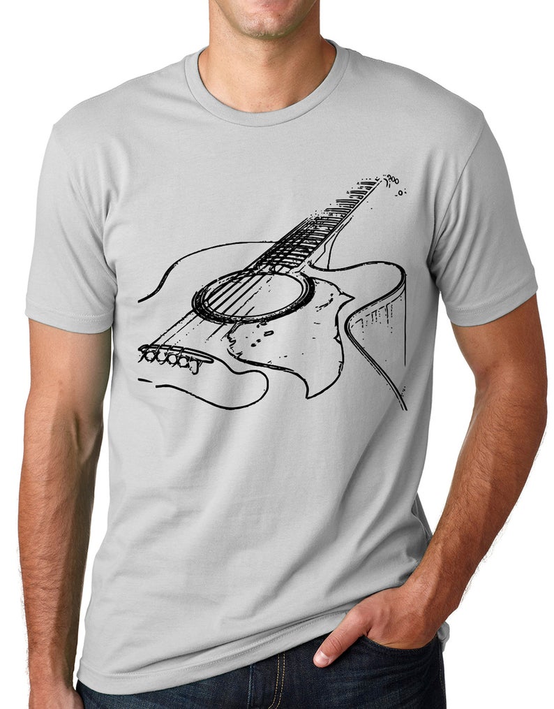Acoustic Guitar T-shirt Musician Tee Think Out Loud Apparel, 100% Cotton, Guitar Player Gift For Men Cool Guitar Band Shirt Music Lover Tee