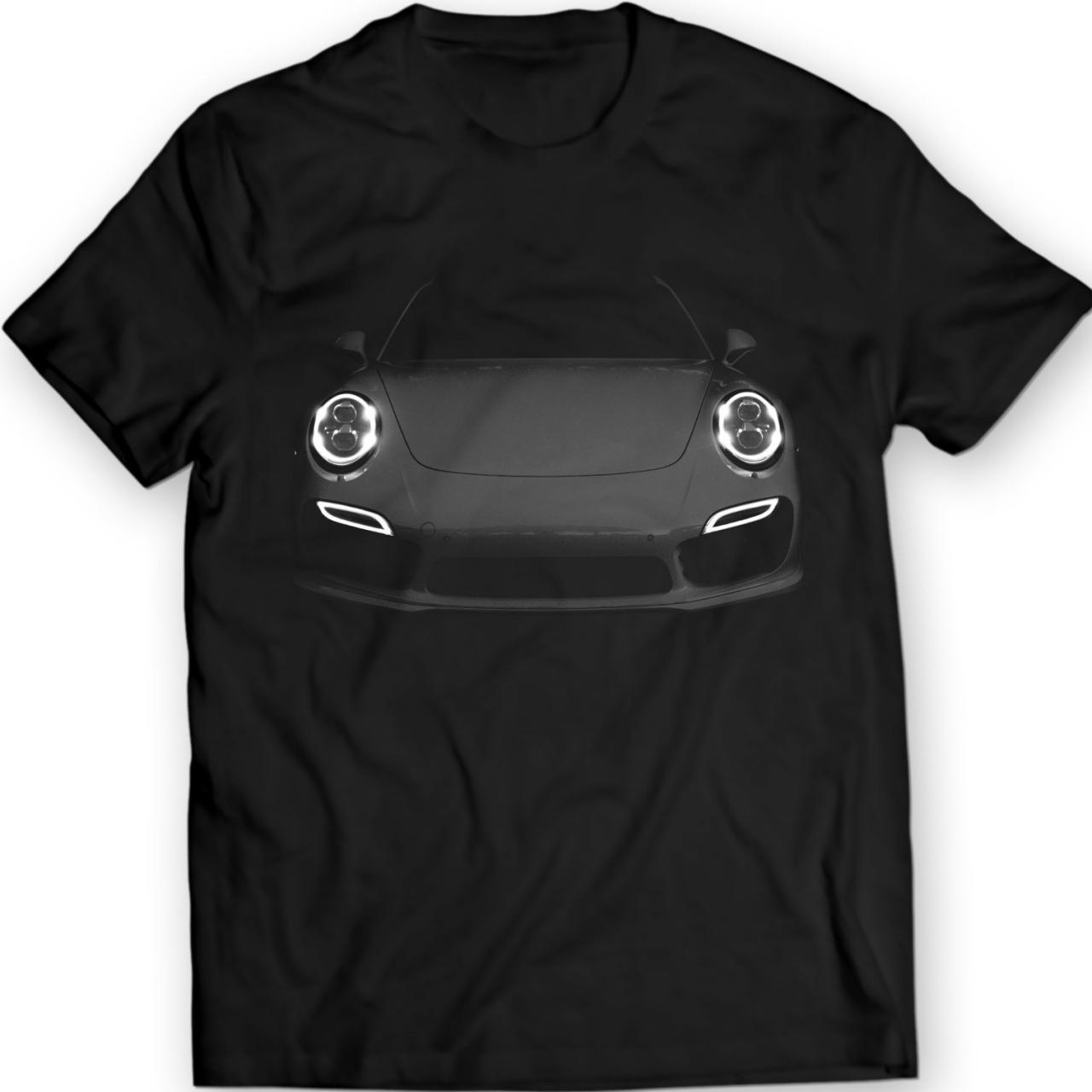 Porsche 991 Turbo S T-shirt Mens Gift Idea Headlights Glow 100% Cotton Holiday Gift Christmas Birthday Present