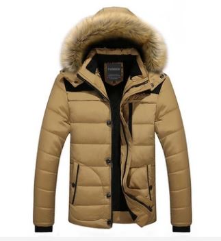 Coat Jacket Fur Collar Hooded Mens Bomber Jackets Cotton-padded Casual Thick Male Clothing