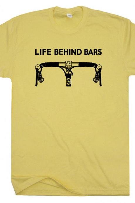 Cool Bicycle T Shirt Life Behind Bars Funny T Shirts Biking T Shirt Witty Bike Tee Gift For Women Men Cycling Hilarious Humor Biker Shirts