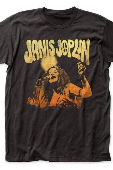 Janis Joplin Live Soft Fitted Cotton Tee black
